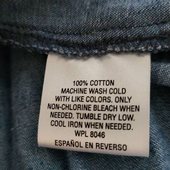 Maison Jules Women's Size Medium Blue Chambray Button Down Circle Skirt - Picture 3 of 6